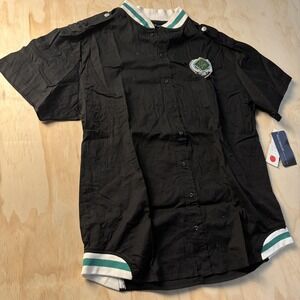 Rocawear Shirt Boys XL 18-20 Black Button-Up Jersey Hard Hitters NYC Graphic